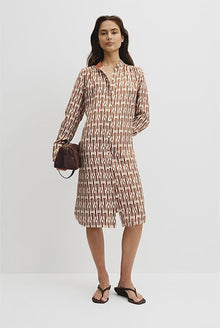 Printed Silk Midi Shirt Dress