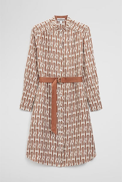 Printed Silk Midi Shirt Dress