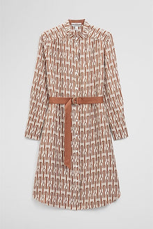 Printed Silk Midi Shirt Dress