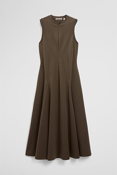 Panel Zip Neck Ponte Dress