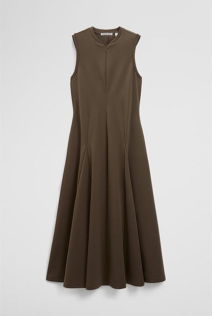 Panel Zip Neck Ponte Dress