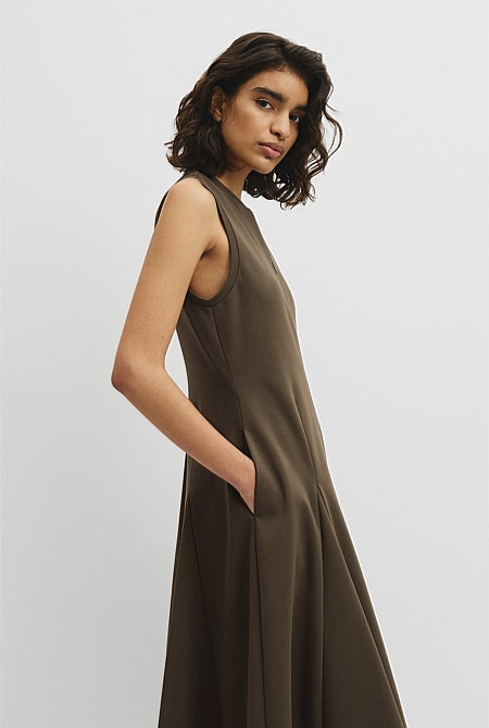 Panel Zip Neck Ponte Dress