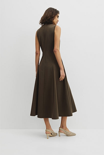 Panel Zip Neck Ponte Dress