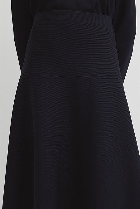 Fluted Knit Midi Skirt