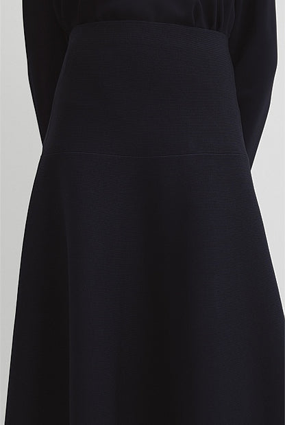 Fluted Knit Midi Skirt