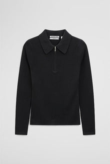 Merino Wool Silk Blend Collared Knit