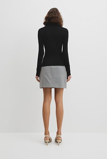Merino Wool Silk Blend Collared Knit