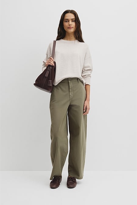 Cotton Linen Crew Neck Knit