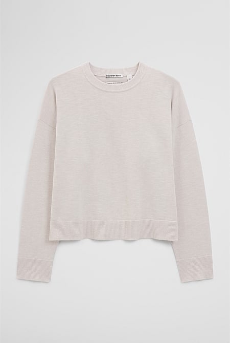 Cotton Linen Crew Neck Knit