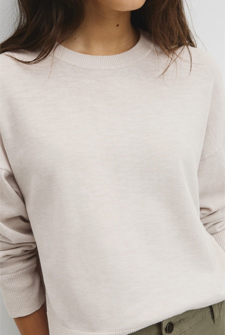 Cotton Linen Crew Neck Knit