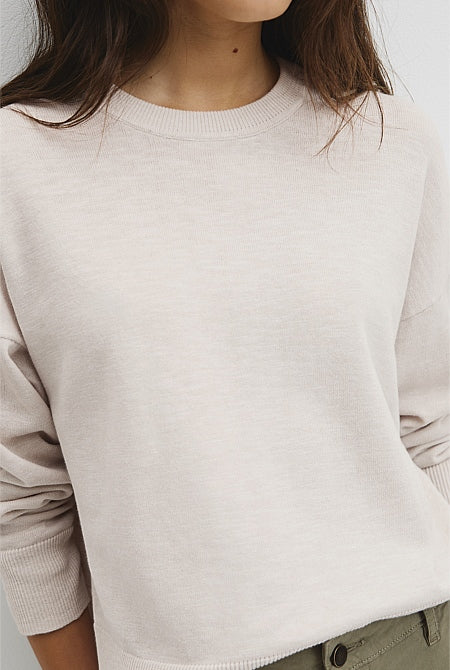 Cotton Linen Crew Neck Knit