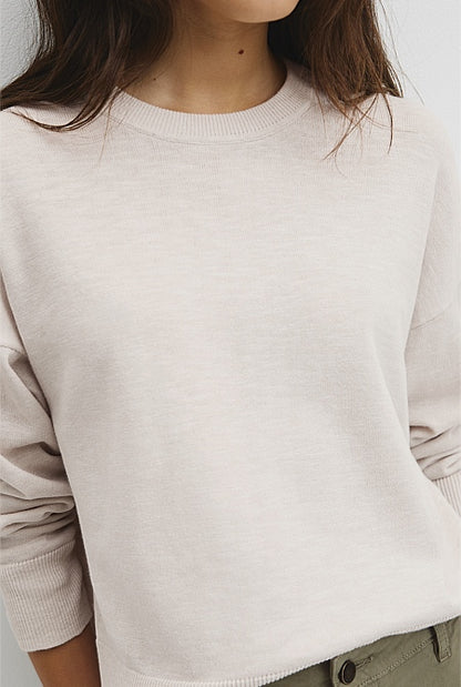 Cotton Linen Crew Neck Knit