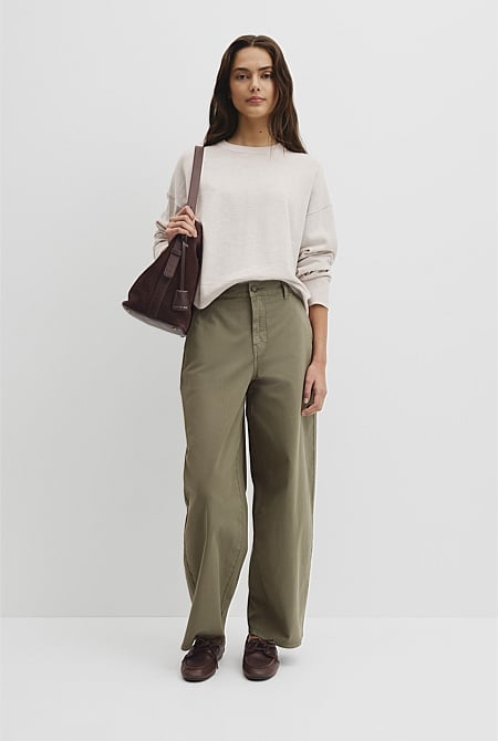 Cotton Linen Crew Neck Knit