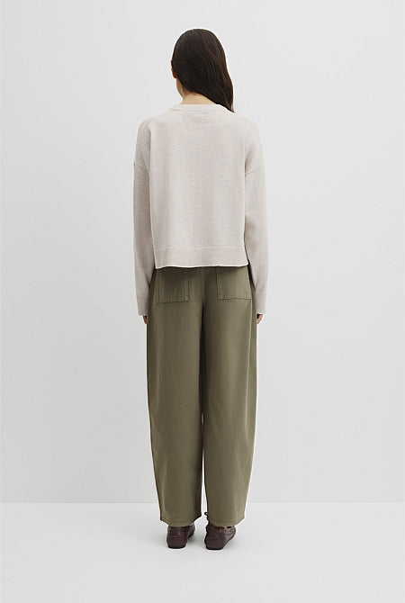 Cotton Linen Crew Neck Knit