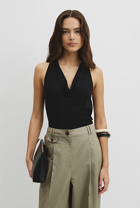 Wool V-Neck Drape Tank