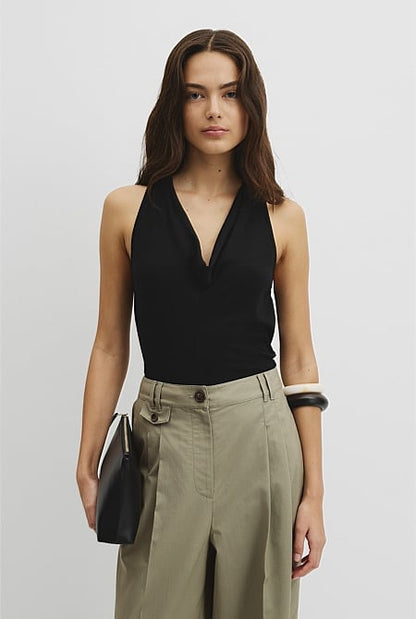 Wool V-Neck Drape Tank