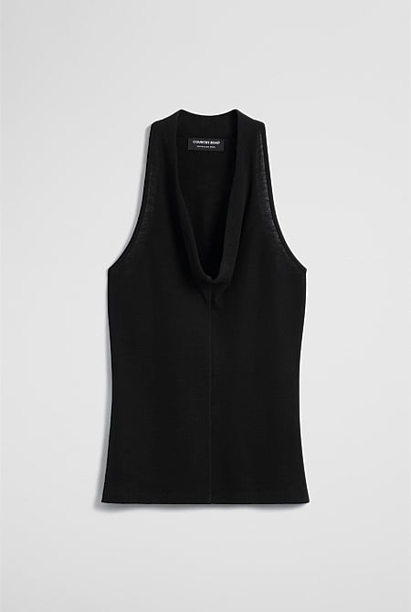 Wool V-Neck Drape Tank