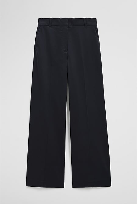 Cotton Sateen Wide Pant