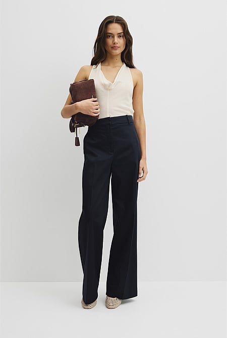 Cotton Sateen Wide Pant