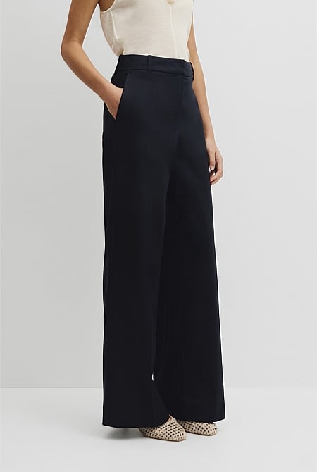 Cotton Sateen Wide Pant
