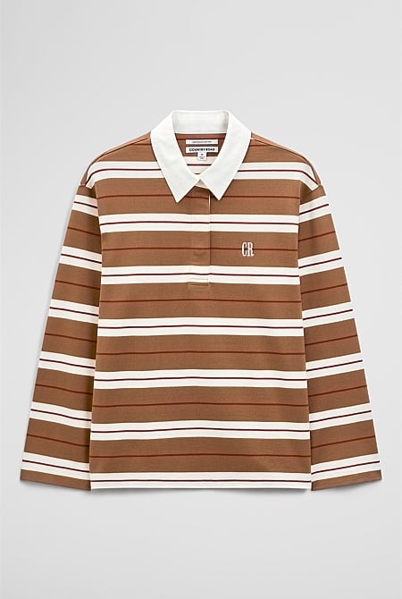 Australian Cotton Stripe Rugby Polo Sweat