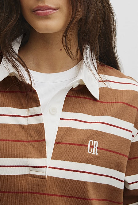 Australian Cotton Stripe Rugby Polo Sweat