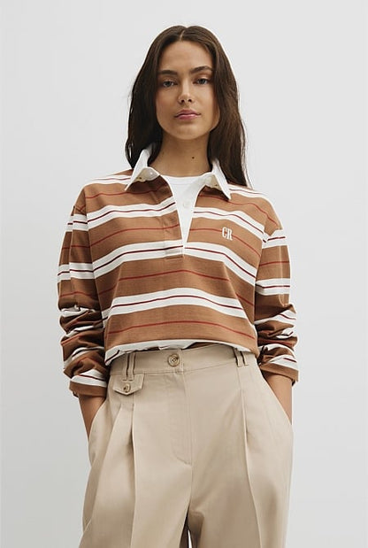 Australian Cotton Stripe Rugby Polo Sweat
