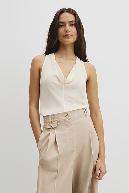 Wool V-Neck Drape Tank