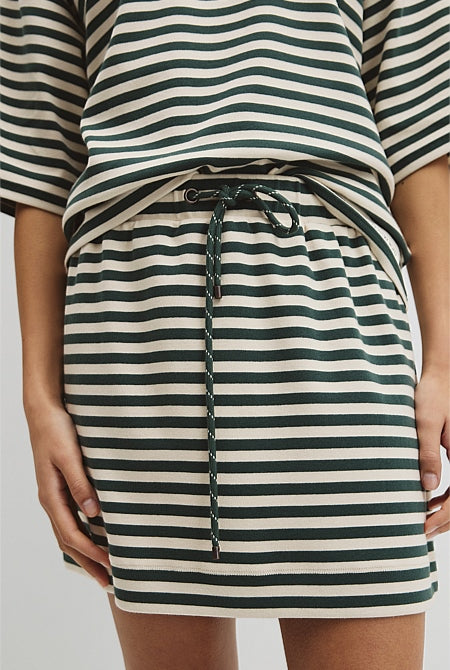 Australian Cotton Blend Stripe Jersey Skirt