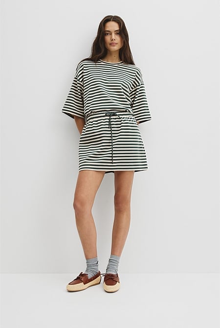 Australian Cotton Blend Stripe Jersey Skirt