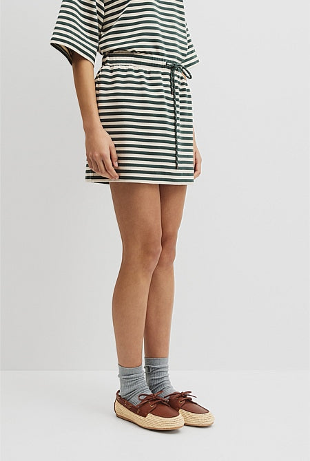 Australian Cotton Blend Stripe Jersey Skirt
