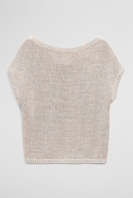 Organically Grown Cotton Asymmetric Tape Knit T-Shirt