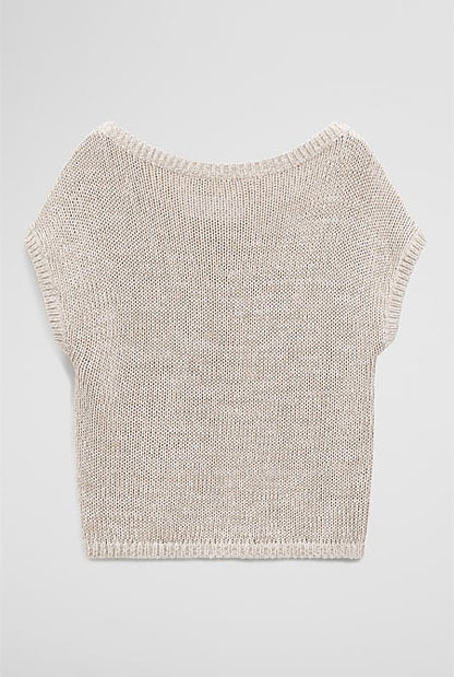 Organically Grown Cotton Asymmetric Tape Knit T-Shirt