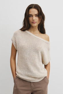 Organically Grown Cotton Asymmetric Tape Knit T-Shirt