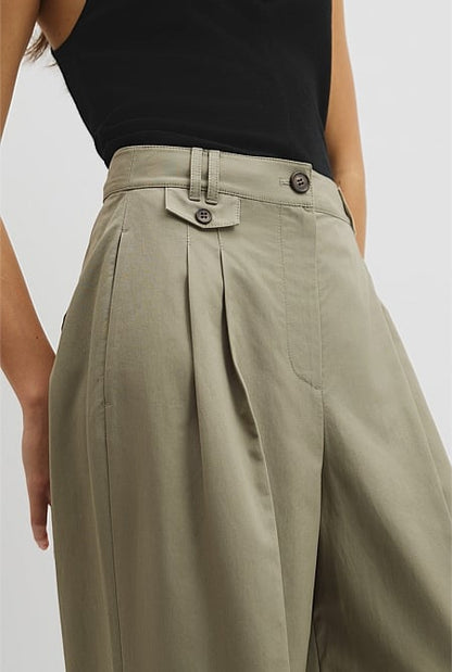 Cotton Blend Pleat Front Pant