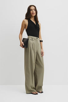 Cotton Blend Pleat Front Pant