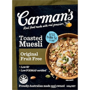 Carman's Muesli Toasted Original Fruit Free 500g
