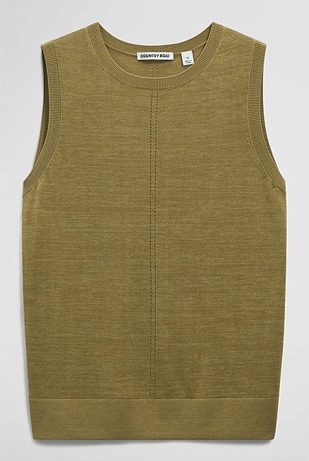 Pointelle Detail Neck Tank