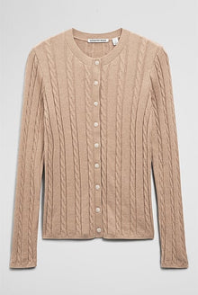 Organically Grown Cotton Blend Cable Knit Cardigan