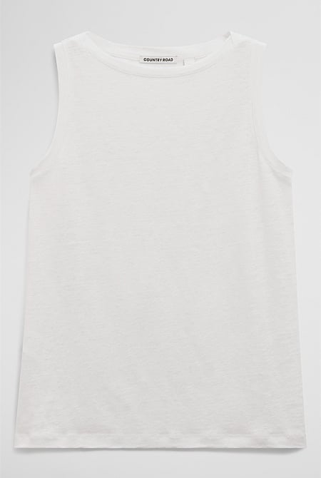 Linen Boat Neck Tank
