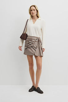 Stripe Bow Drape Skirt