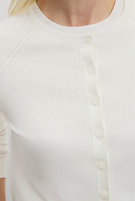 Pointelle Detail Cardigan