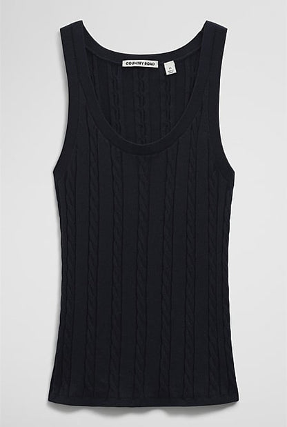 Organically Grown Cotton Blend Cable Knit Tank