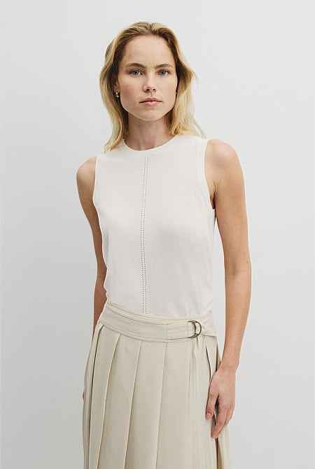 Pointelle Detail Neck Tank