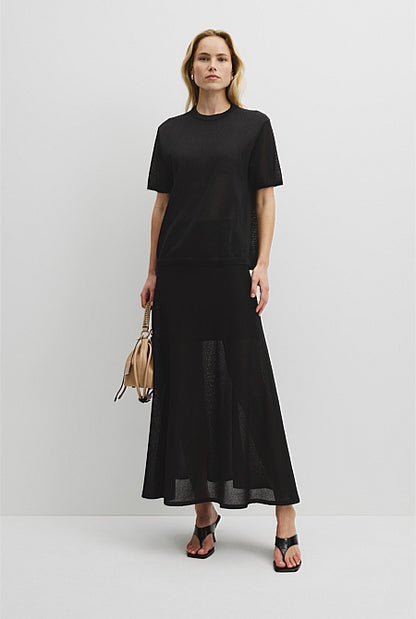 Fine Mesh Knit T-Shirt