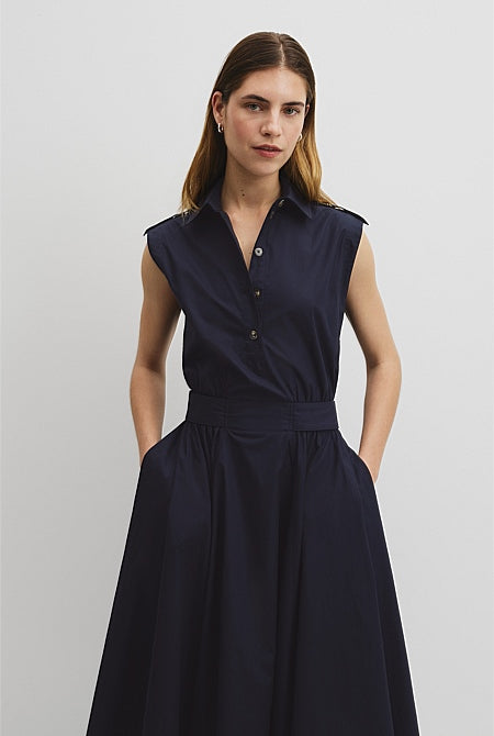 Australian Cotton Fit-and-Flare Midi Dress