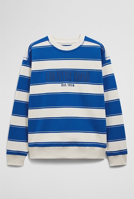 Australian Cotton Stripe Country Road Logo Sweat