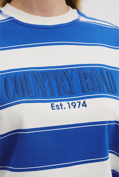 Australian Cotton Stripe Country Road Logo Sweat