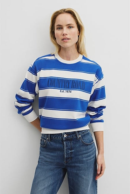 Australian Cotton Stripe Country Road Logo Sweat