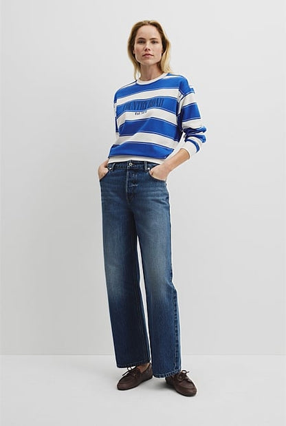 Australian Cotton Stripe Country Road Logo Sweat